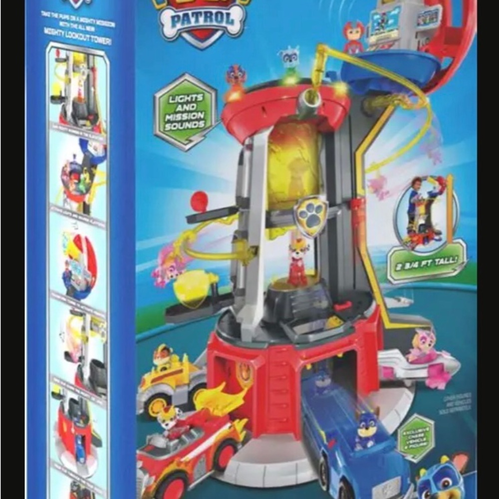 Paw Patrol Light-Up Rescue Tower Playset - Red, Blue, Yellow